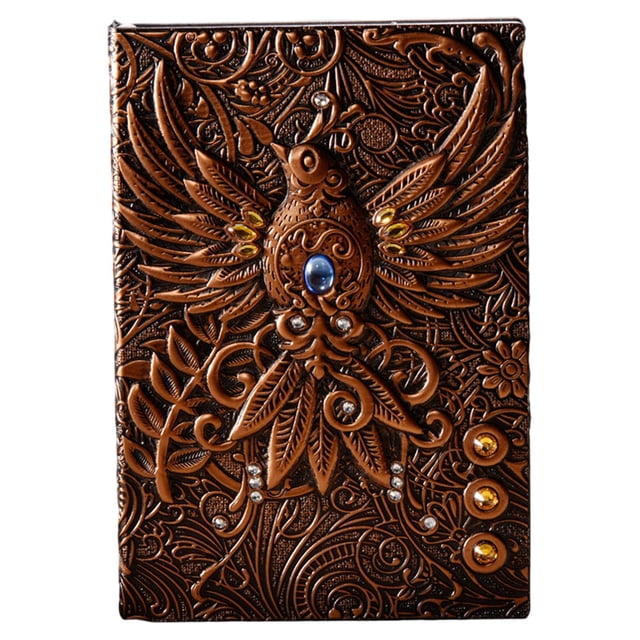 Cuaderno de escritura con patrón de Phoenix 3D de cuero en relieve retro Zulema Cuadernos de mujeres A5 100 hojas