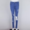 thumbnail image 1 of Estiramiento De cinturo s Mujeres Estiramiento cinturo Desgastado Rasgado Blue METRO Colco pantalones vaqueros de mujer, 1 of 8