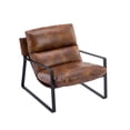 thumbnail image 6 of Guyou Modern Faux Leather Upholstered Accent Armchair with Metal Base, Removable Cushion Lounge Single Sofa Chair for Living Room Bedroom, Brown, 6 of 15