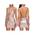 thumbnail image 4 of Franhais Women Glitter Halter Dress, Adults Backless Solid Color Cowl Neck Sequin Dress, 4 of 5