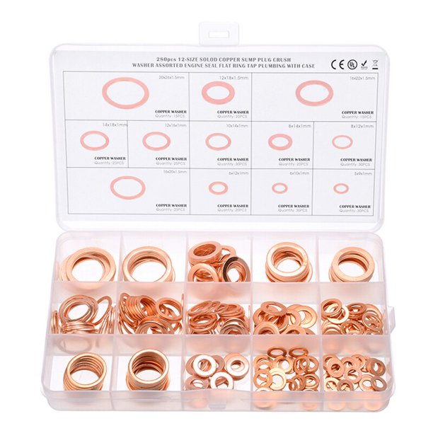 280pcs M5 M6 M8 M10 M12 M14 Copper Seals Oil Copper Rings Copper