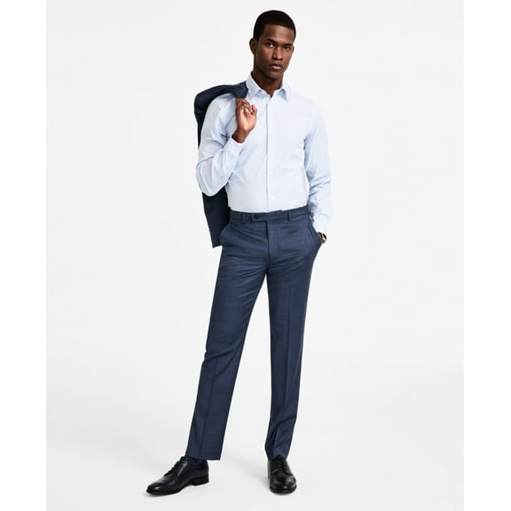 Calvin Klein Mens Slim fit Dress Pants 42 / 30 Navy Blue Solid Stretch Wool