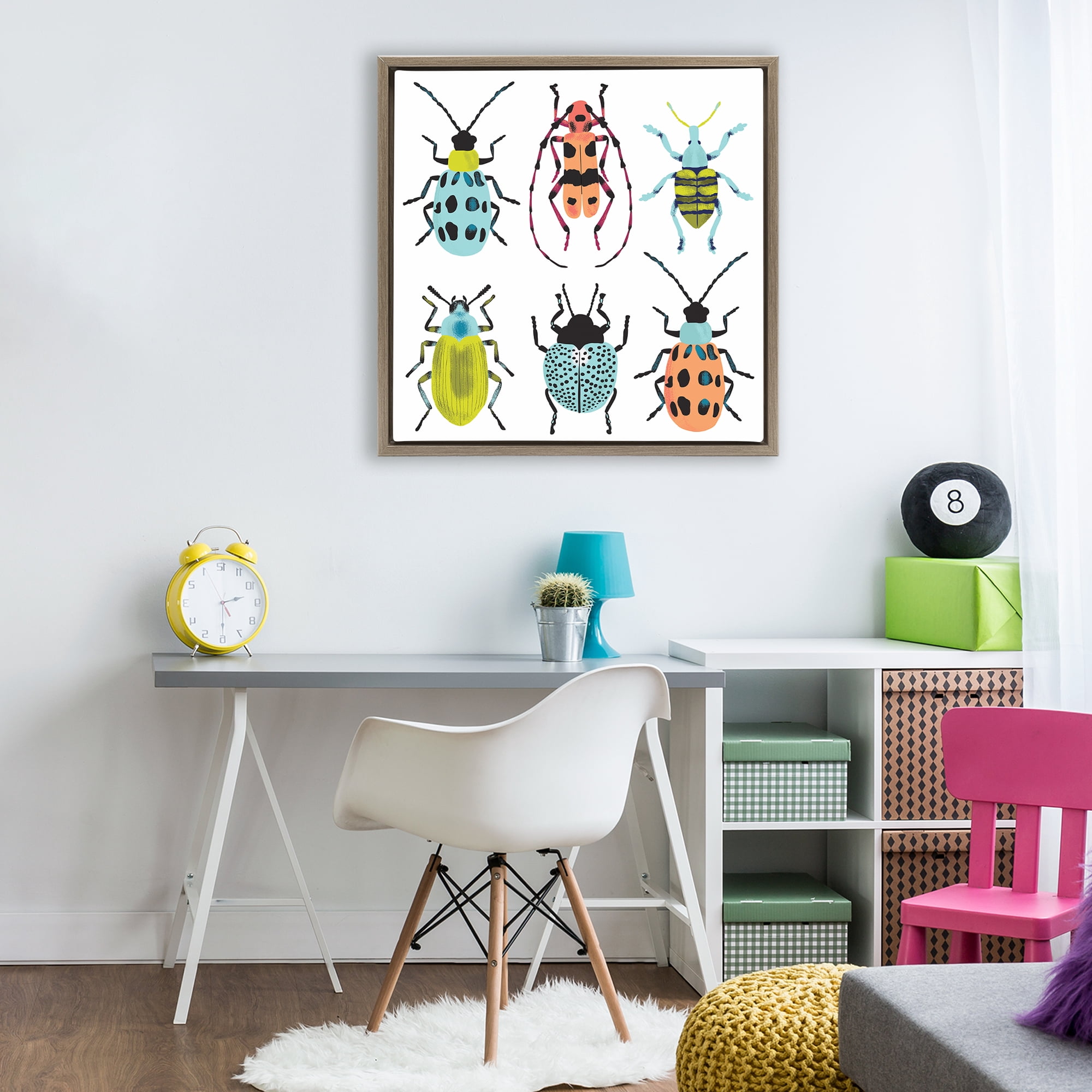 Stupell Industries Beetles & Bugs Collection Brown Framed Floater Canvas Wall Art, design by Metka Hiti