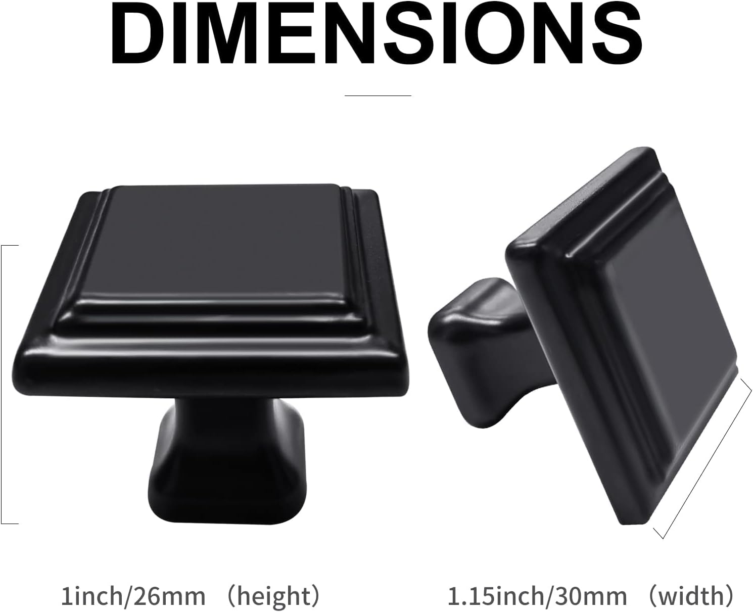 Drawer Knobs,Cabinet Handles Cupboard Dresser Drawer Pulls Modern Hardware Square Black (10pcs) Square Black 10Pack - image 2 of 8