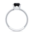 thumbnail image 2 of Pear Shaped Created Black Diamond Solitaire Ring with Moissanite - 8X10 mm, 18K White Gold, US 9.50, 2 of 8