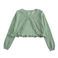 thumbnail image 2 of Ruyang Knitted Cardigan for Evening Dress Girls Cropped Sweaters Ruffle Trim Long Sleeve Trendy Shawl Plain Cute Sweater, 2 of 4