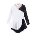 thumbnail image 5 of YIZYIF Kids Girls Figure Ice Skating Costume Long Sleeve Ballet Lyrical Skirted Leotard Floral Lace Dance Dress White 8, 5 of 7