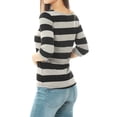 thumbnail image 3 of Allegra K Women's Casual Round Neck Elbow Sleeves Slim Fit Stripes T-Shirt, 3 of 6