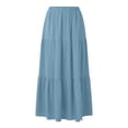 thumbnail image 6 of OGLCCG Women's Flowy Maxi Skirt Summer High Waisted Casual A-line Layered Tiered Long Skirts with Pockets Elegant Boho Beach Skirts,L, 6 of 6