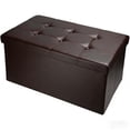 thumbnail image 1 of Banc Ottoman de Rangement Pliant de 30 Pouces, Coffre de Rangement en Similicuir, Tabouret Repose-Pieds Ottoman, Banc de Bout de Lit, Charge Maximale de 440 lb (Brun, 30 Pouces L x 15 Pouces L x 15 Pouces H), 1 of 7