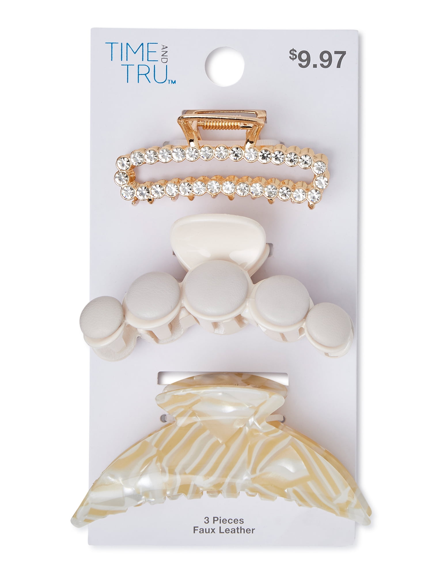 Time and Tru Women’s Claw Hair Clips, 3-Pack