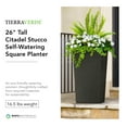 thumbnail image 2 of Tierra Verde Citadel Stucco Self Watering Square Planter, 13.5"W x 26"H, 2 of 10