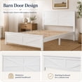 thumbnail image 6 of Miniyam Queen Bed with Barn Door Headboard and Footboard, Farmhouse Wood Platform Bed Frame, White, 6 of 7