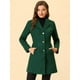 thumbnail image 2 of Abrigos largos de invierno con solapa con muesca y un solo pecho para mujer Verde M, 2 of 6