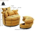 thumbnail image 3 of 360° Swivel Barrel Chair with 4 Pillow, Modern Comfy Round Reading Sofa with Storage Ottoman, Swivel Accent Chairs with Lower Seating Heigh, Circle Lounge Chair for Bedroom/Living Room, Yellow, 3 of 9