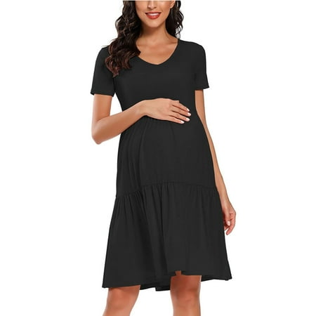 

Maternity Clothes For Women Clearance Women s Solid Short Sleeve Pregnant Maternity Nursing Dress