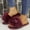 Burgundy, variant on Luxury Glitter Heart Faux Fur Slippers for Women, Warm Short Plush Slides, Round Toe, Low Flat Heel, Outdoor & Indoor Comfort Shoes