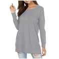 thumbnail image 1 of Camisas de manga larga con abertura lateral para mujer. Algodón. Moda otoño 2025. Tops de tendencia., 1 of 7