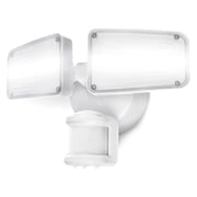 Home Zone Security Dual Brightness Motion Sensor Light - Outdoor Weather Resistant LED Twin Head 5000K Security Light with Standby Halo Light and Easy Connect Back Panel, White