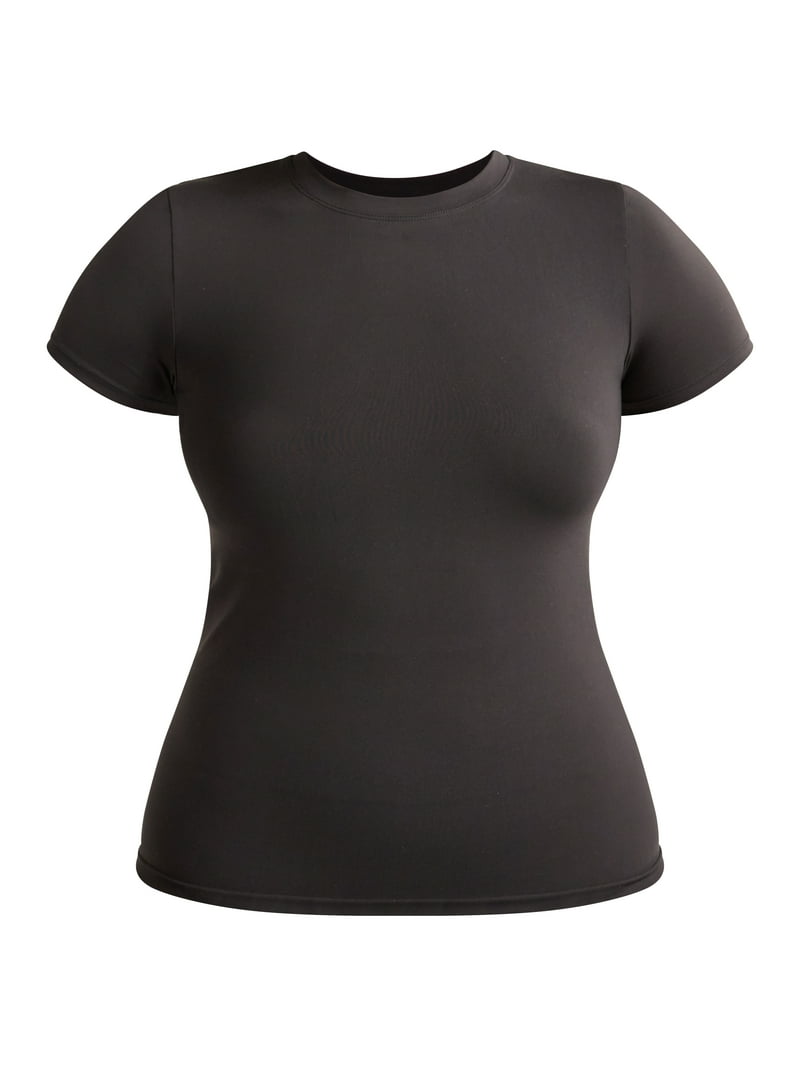 Joyspun Women's Seamless Shapewear T-Shirt, Soft Nylon Blend, Full