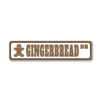 Gingerbread Street Aluminum Metal Decor Sign - 4x18 inches