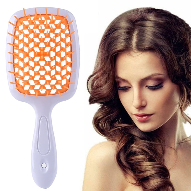 Cepillo de pelo de salón de masaje de cuero cabelludo con peine de colchón de aire de dientes anchos (blanco naranja) Likrtyny cuidado belleza