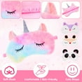 thumbnail image 2 of AOWOO 4 Pcs Kids Cute Sleep Eye Mask, Cartoon Animal Sleeping Blindfold Eye Mask, Soft Fluffy and Furry Eye Cover, Blackout Sleep Mask for Boys Girls Child Teen - Panda, Unicorn, Fox, Deer, 2 of 7