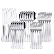 30-Piece Silverware Set, Flatware Sets for 6, Kitchen Utensil Sets, Tableware Cutlery Set, Spoons and Forks Set (Silver)