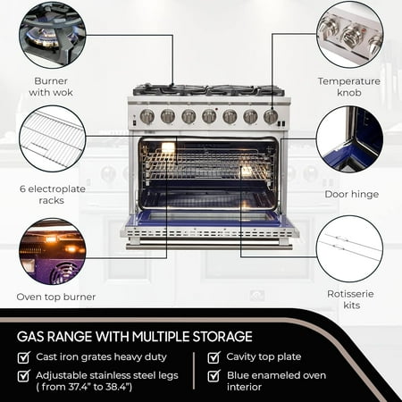 Forno Appliances - Capriasca Alta Qualita 5.36 Cu. Ft. Freestanding Single Oven Gas Range with Convection Oven - Stainless Steel