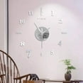 thumbnail image 3 of "Large Frameless DIY Wall Clock Mirror Sticker - 12-Hour Stainless Steel Silent Clock, Self-Adhesive Home Office Decor for Walls, Doors, Tiles, 100cm Diameter, Includes EVA Foam Letters & Numbers", 3 of 9
