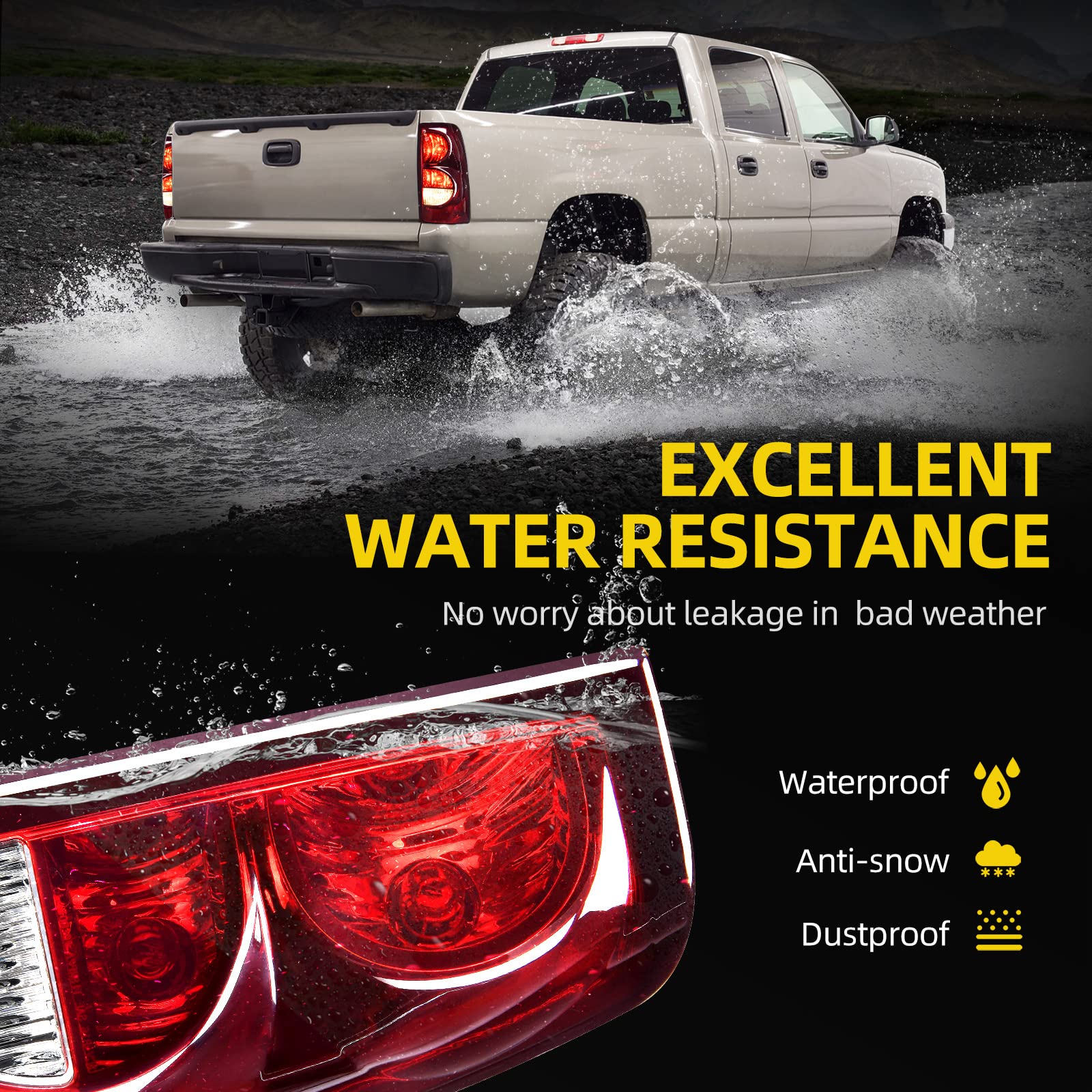Ledkingdomus Pair Tail Lights For 2003-2006 Chevrolet Silverado 1500 2500 HD Rear Brake Lamps