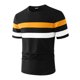 thumbnail image 3 of Playera Elvqul para Hombre Casual Stretch con Estampado de Bloques de Color Manga Corta Negro Cuello Redondo, 3 of 8