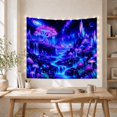 thumbnail image 5 of Glowing Tree Valley with Mushrooms and River, Mystical Fantasy Style for Nature Lovers, Fantasy Forest Decor Housewarming Gift, Tapestry Wall Hanging for Bedroom and Dorm, 5 of 7