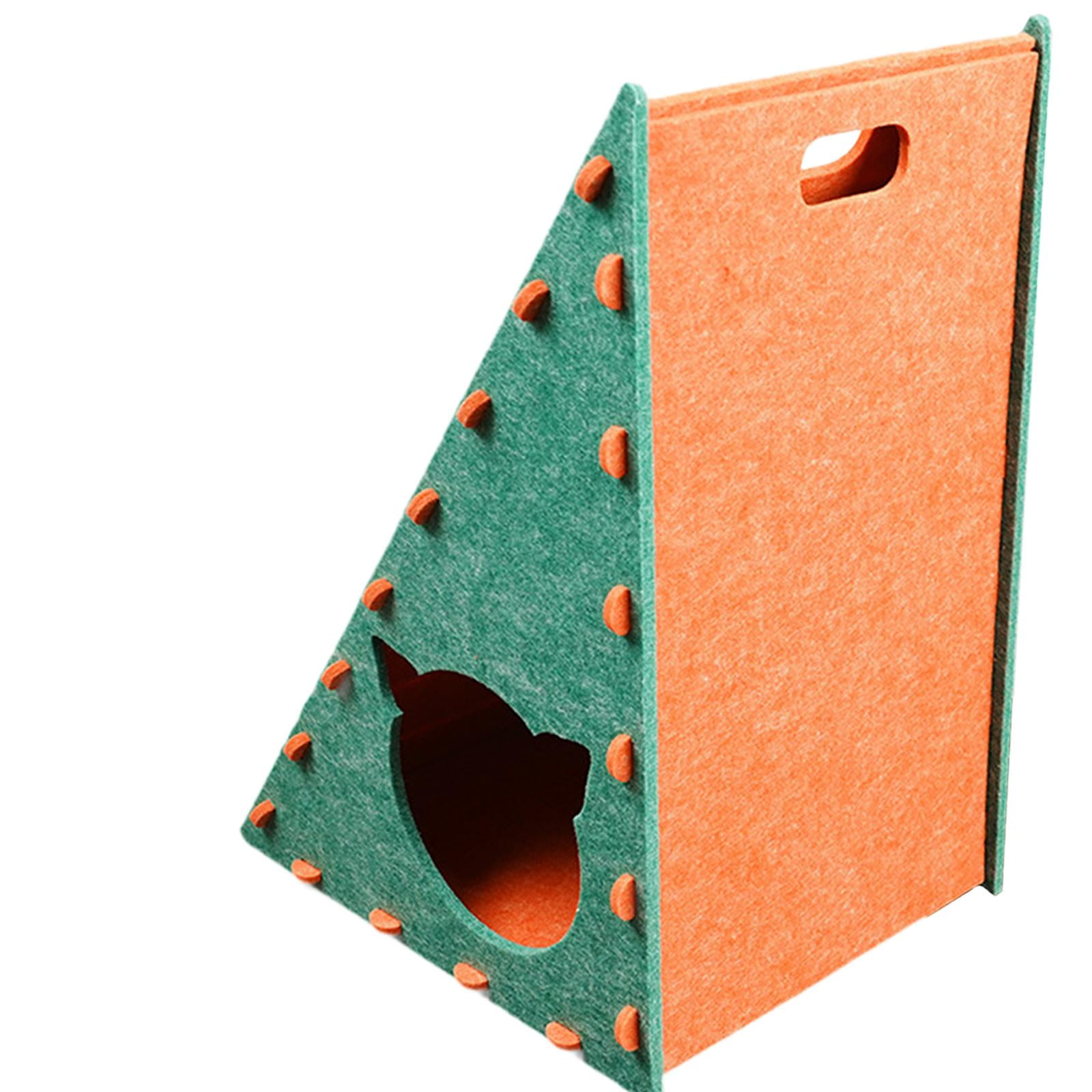 TOOYFUL Cat Scratching Post, Triangular Protection, Cat Scratching Board, Nest, Kitten Toy, for Small, Medium And Large Cats, Playing And Sleeping Green and Ornage