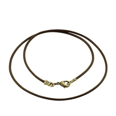 Brown Leather Cord Necklace - Antique Brass 1.8mm Fine Brown Leather Cord Necklace