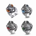 thumbnail image 2 of PAURO Unisex's Stainless Steel Refined Punk Non Mainstream Unique Crocodile Ring Blue Size 7, 2 of 3