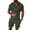 Army Green, variant on NAFUU Mens 2 Piece Outfits Men Casual Striped Two Piece Suit Zipper Short Sleeve Polo Shirts Drawstring Pocket Shorts Set Soft Beach Shorts Suit