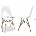 thumbnail image 3 of Costway Set of 2 Mid Century Modern Style Dining Side Chair Wood Leg White, 3 of 10