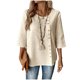 thumbnail image 1 of Mujeres 3/4 Manga Tops Y Blusas de Color Sólido con Botones Cuello Redondo Casual Top de Moda 3/4 Manga Tops Casuales para Mujeres, 1 of 8