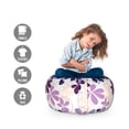 thumbnail image 2 of Floral Storage Toy Bag Chair, Retro Blooming Petals with Abstract Swirls and Curves Romantic Composition, Stuffed Animal Organizer Washable Bag, Small Size, Purple Lilac Peach, by Ambesonne, 2 of 3