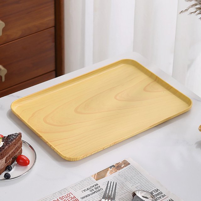 LSLJS Imitation Wood Grain Tray, Cup Tray, Rectangular Tea Cup, Plastic Dinner Tray, Water Cup, Tea Tray, Fruit Tray, Mop Tray, Dinner Tray