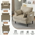 thumbnail image 2 of Ktaxon Corduroy Accent Chair, Reading Chair with Rubberwood Legs, Sofa with Armrest Pockets, Two Armrest Pillows, Thick Cushions,  for Home Office Khaki, 2 of 7