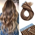 thumbnail image 1 of AmPm Tape In Hair Extensions Human Hair 20pcs 16 Inch 50g /Dark Blonde/ Ombre 100% Remy Human Hair Balayage Rooted Hair Invisible Seamless Skin Weft Double Side Tape for Women, 1 of 7