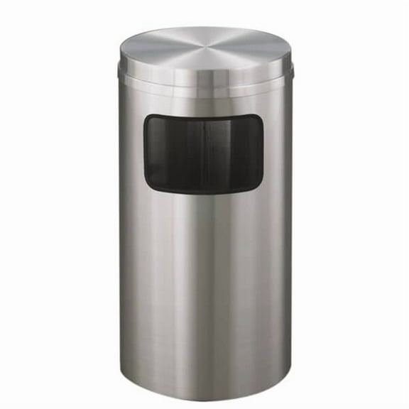 Sturdy Essentials 10 Gallon Satin Aluminum Waste Receptacle | Heavy-Duty Commercial Trash Bin | Rust & Tarnish Resistant | Durable Indoor Waste Container | (Flat Top)