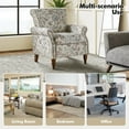 thumbnail image 3 of Wingback Armchairs Set of 2 Accent Chairs Floral Upholstered Sofa Wood Legs Lounge Seat Removable Cushion Home Living Room, 3 of 6