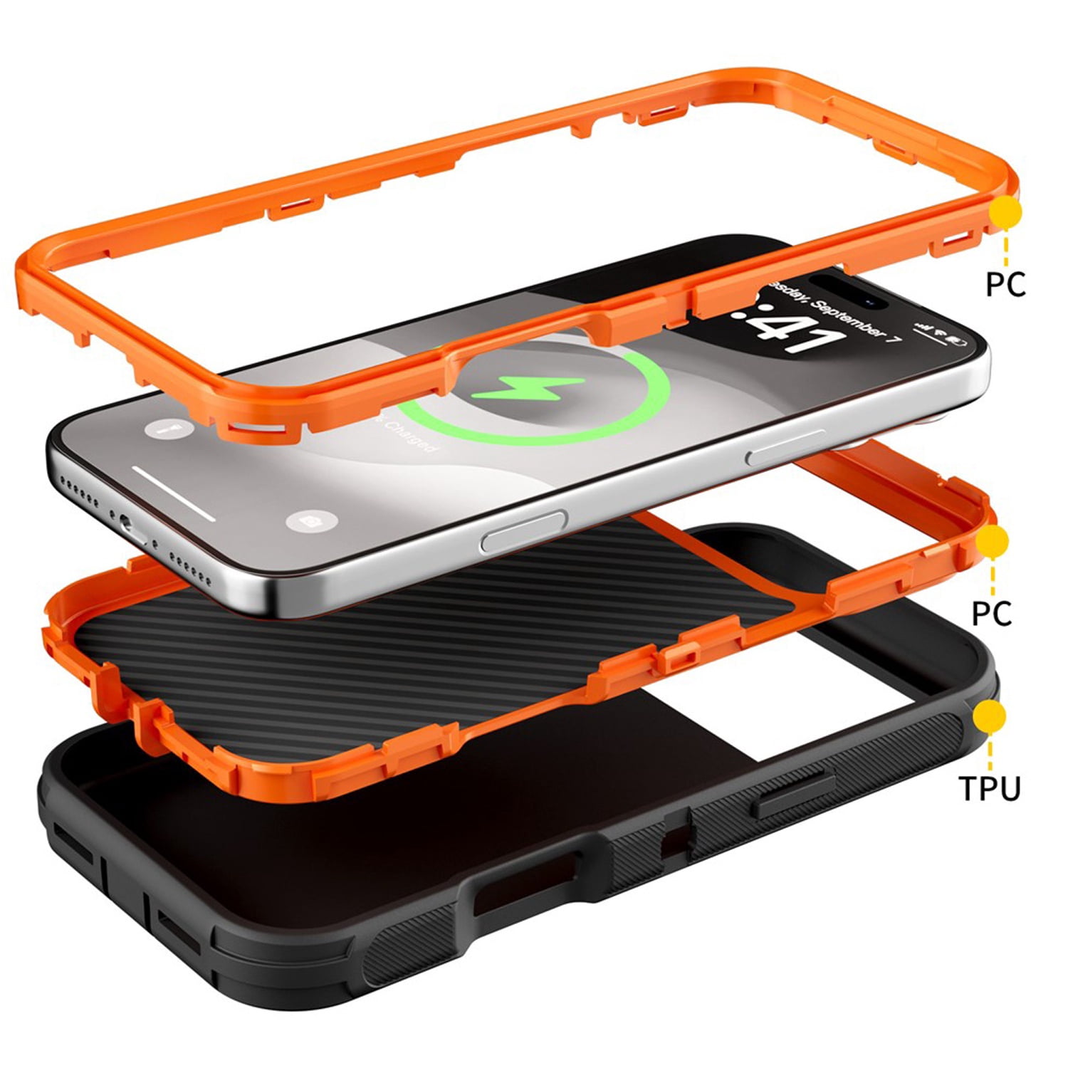 DualPro Hybrid Defense Case for iPhone 17 Pro Max - Black & Orange