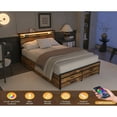 thumbnail image 3 of Queen Size Bed Frame with LED Light Headboard,8 Storage Drawers & Outlets, Stable Metal Platform Bed Frame, No Box Spring Needed,Noise-Free Queen Bed Frame,Brown, 3 of 8