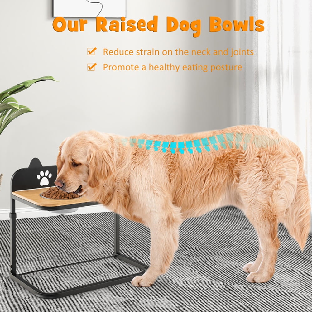 YYAo Elevated Dog Bowls Stand with 2 Stainless Steel Food & Water Bowls for Large Medium Small Dogs, Black