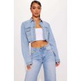 thumbnail image 2 of Chaqueta vaquera rasgada de manga larga para mujer, abrigo Vintage con bolsillos de parche, Tops elegantes, ropa de abrigo femenina con dobladillo deshilachado, 2 of 5