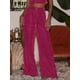 thumbnail image 1 of Pantalones elegantes de estilo francés para uso diario, pantalones de pierna ancha de terciopelo dorado de verano para mujer, pantalones casuales sueltos para mujer, 1 of 6